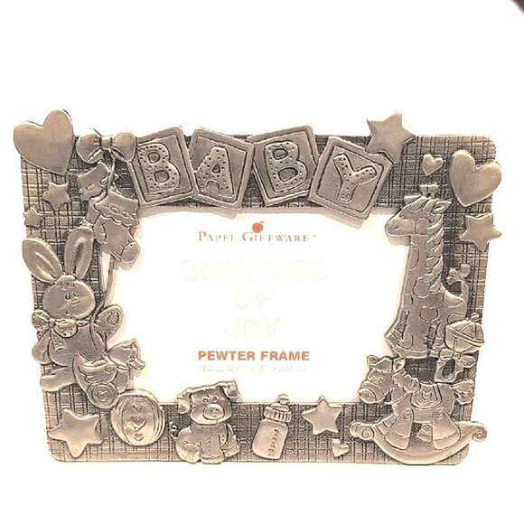 Papel Giftware "Bundles of Joy" Pewter Baby Photo Picture Frame Vintage - Picture 10 of 11